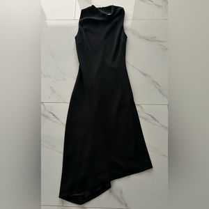 Third Form Black Asymmetric Midi Dress